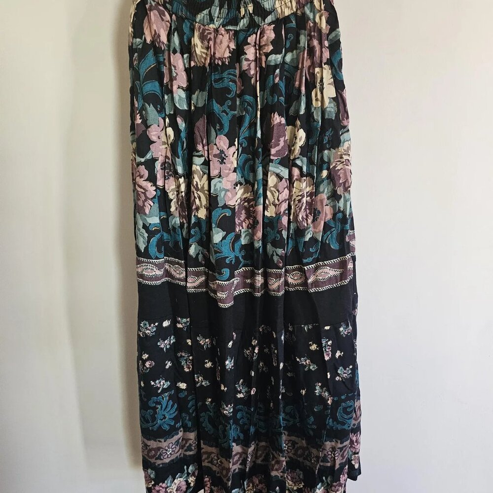 Vintage Flowing Rayon Peasant Midi Skirt